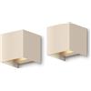 CALEX Bari Applique, Interno & Esterno, Luce Bianco Caldo Su & Giù, Fascio Regolabile, Impermeabile, Colore Sabbia, 2-Pack