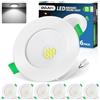 QOJUX Faretti LED da Incasso per Cartongesso Luce Freddo 6500K,5W 800LM Luci da Soffitto Interno Ultra Piatti 230V IP44 Bagno - Classe Energetica B, Foro Ø68-80mm, Non Dimmerabili, Set di 6