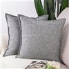 Madizz 2 Pezzi Lino in Poliestere Copricuscini Morbido Decorativo Fodere per Cuscino Lusso Stile per Divano Camera da Letto 40x40 cm Grigio