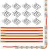SEZO Striscia LED Connettori Kit LED Connettore Angolare 12 Pezzi SMD 3PIN 10 mm Trasparente Unwired Gapless Saldatura Board to Wire Connectors + 6 Pezzi 15 cm Lungo 22 AWG Cavo di Prolunga