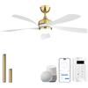 Sofucor 132cm Smart Ventilatore da Soffitto con Luce, Alexa/App, Ventilatore da Soffitto Silenzioso con Telecomando, WiFi, Timer, 6 Velocità, 3 Temperatura di colore, Motore DC per Camera