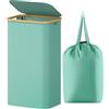 Lifewit Cesta Portabiancheria 100 L con Coperchio, Grande Cesto Biancheria Pieghevole in Bambù con Sacco Interno, Portabiancheria Salvaspazio, Laundry Basket per Camera da Letto, Bagno, Blu Verde