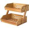 CALM COZY Supporto per Cesto di Frutta in Legno 2 Livelli, Supporto per Verdure e Pane per ripiano della Cucina