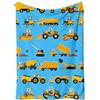 FEELJAM Coperta a forma di unicorno, in flanella, morbida, in pile, per bambini, in microfibra (trattore blu, 150 x 200)