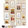 bomoe Set di cornici per foto, 18 pezzi, 6 x 10 x 15 cm, 4 x 13 x 18 cm, 4 x 15 x 20 cm, 4 x 20 x 30 cm, cornici portafoto in rovere con Passepartout - Cornice decorativa da parete in legno e vetro