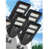 Ofuray Lampione Solare Led Esterno, 3000K/4000K/6500K Faro Led esterno con Pannello Solare, IP67 Impermeabile Lampione Stradale Solare, 10000 Mah Lampioni da Giardino per Cortile, Garage, OLT-4Pack