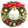 WSeltrium Ghirlanda natalizia 30 cm, decorazione per porta con nastro, campanelle, palline dorate/rosse e messaggio Merry Christmas - Decorazione festiva per porta, parete, camino