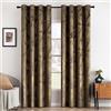 MIULEE Tende in velluto con motivo a foglie dorate, 2 tende in velluto marrone con occhielli, ognuna 140 x 223 cm, tende oscuranti per soggiorno classico camera da letto