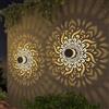 YUNFAN 2pcs Solar-Powered Mandala Projector Light,Decorative Mandala Lights,Metal Solar Powered Outdoor Deck Step Wall Lights,Vintage Waterproof Metal Shadow Light Projector,for Fence,Patio,Garden