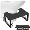 Duscdesp Sgabello WC per adulti, sgabello regolabile in altezza, realizzato in metallo e legno, pieghevole, antiscivolo, per bambini (nero)
