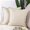 Madizz 2 Pezzi Lino in Poliestere Copricuscini Morbido Decorativo Fodere per Cuscino Lusso Stile per Divano Camera da Letto 40x40 cm Beige Chiaro
