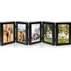 SUPRBIRD Cornice portafoto per 5 immagini, 10 x 15 cm, pieghevole, colore nero, in MDF, verticale, per famiglia, ufficio, tavolo, decorazione cornice regalo