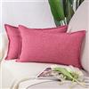 Madizz 2 Pezzi Lino in Poliestere Copricuscini Morbido Decorativo Fodere per Cuscino Lusso Stile per Divano Camera da Letto 30x50 cm Rosa