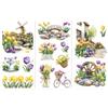 Peacoblue Trasferibili a Strofinamento per Artigianato 3Pcs Tulipani e paesaggio 15cmx30cm, UV DTF Trasferimento impermeabile per cassettiera Dresser Vetro Porcellana Legno Plastica