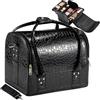 Joligrace Beauty case da viaggio per cosmetici, beauty box, nail art, parrucchiere, organizer con tracolla, Grande nero., moderno