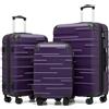 COOLIFE Valigie Valigia Trolley rigido ultraleggero e capiente,Chiusura a combinazione laterale con TSA, 4 ruote per facilitare il trasporto (Grigio-viola, Set da 3 Pezzi)