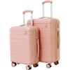 WHYGO - VA6545 Set Trolley valigie 2 pz, (S-M) 4 Ruote rivestite in gomma, Guscio Rigido ABS Resistente - ultra leggero, Manico telescopico - Serratura a combinazione (CIPRIA, VA6545)