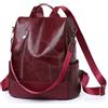 NICOLE & DORIS Zaini da Giorno Donna Borsa Zaino Donna Elegante Antifurto Multifunzionale Zainetto Moda Pelle PU Impermeabile Rosso