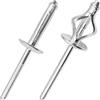JIANDAXIN Rivetti ciechi in alluminio ad espansione tripla - Assortimento di rivetti bulbo per plastica o materiali morbidi (argento, Ø6,0 x 26 x 17 mm - 50 pezzi)