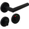 FELGNER Maniglia Como per per bagno e WC | maniglia per porta moderna e di alta qualità | ferramenta per porta con rosetta | per porte interne e delle camere | Nero