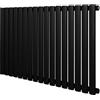Monster Shop Radiatore Ovale a Colonna Singola 600 x 1020 mm Orizzontale Design Moderno Acciaio al Carbonio Riscaldamento Centrale Nero con Kit Fissaggio e Spazzola