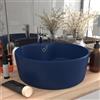 HaoChrymec Lavabo da Appoggio Rotondo, Ceramica con Troppopieno, Design Moderno e Compatto per Bagno o Lavanderia, Blu Scuro Opaco, 36 x 13 cm