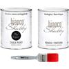 bianco Shabby CHALK PAINT Nero Lavagna & FINITURA + PENNELLO - Pittura Shabby Chic EXTRA OPACA (1 Litro) + Finitura Trasparente Opaco (1 Litro) + 1 Pennello Pro 40 mm