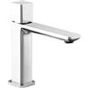 Inbagno Rubinetto lavabo bocca lunga in ottone cromato con manopola senza leva e piletta universale click clack in acciaio, LOTUS