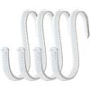 Brute Strength - Ganci a S con rivestimento in pelle pieno fiore - 4 pezzi - Bianchi con cuciture bianche - Ganci per appendere in metallo di acciaio inox da 10 cm per cucina, officina, bagno