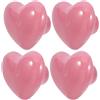 VILLCASE Pomelli in Ceramica 4 Pezzi a Forma di Cuore Rosa Superficie Smaltata Liscia Resistente a Usura e Sbiadimento, Eleganti Manopole per Cassetti per Mobili Armadi Cucina