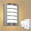 Allesgute Lampada da parete E27 per esterni IP44 quadrata, in acciaio inox spazzolato e ABS per pareti esterne, balconi, bagni, illuminazione scale, inclusa lampadina LED 12W 1200lm luce calda