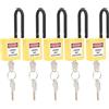 cigemay Lucchetto di blocco, 5 set di blocco Lucchetto di sicurezza in nylon 38 mm per siti industriali(giallo)