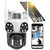 Budsun 12 MP Telecamera di sorveglianza WiFi esterna a triplo obiettivo, 355 PTZ, fotocamera 3 in 1, rilevamento umano con pannello solare, monitoraggio automatico, visione a colori, audio