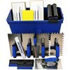 DEWEPRO® Set Lavaggio Piastrelle 16 Pezzi XL - Secchio 22L Con Ruote, Griglia E Rulli - Spatole In Acciaio Inox, Frattazzi, Spugna Per Piastrellisti Professionisti