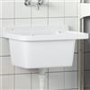 FWIKDUN Lavandino compatto per garage e giardino, robusto lavabo in plastica in PP, lavello montato a parete, bianco, 50 x 35 x 24 cm, per interni ed esterni con pratico