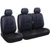 ANEELV Sedili anteriori 2+1 per camion e furgoni. Coprisedili anteriori in similpelle nera di alta qualità (sedile conducente e passeggero) per Volkswagen T5/T6, Ford Transit, Mercedes-Benz Vito/Sprinter e