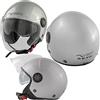 A-Pro Jet Casco Scooter Moto Certificato ECE 22 06 Parasole Lunga Visiera Argento S