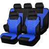 CAR PASS Coprisedili auto per anteriori e posteriori con stampa 3D, compatibili con airbag, installazione rapida, universali per auto, camion, SUV (Completo, Nero e blu)