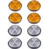 BEIJISTAR Kit Riflettore per Rimorchio, 4 Giallo Catarifrangente, 4 Bianco Catarifrangente, Catarifrangente Autoadesivo Tondi, per Camion Rimorchio RV Caravan