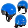 A-Pro Casco Jet Demi Scooter Moto Omologato ECE 22 Visiera Parasole Blu XS