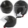 A-Pro Moto Casco Jet City ECE 22 Certificato Scooter Visiera Lunga Nero XS