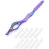 WUNZILO 11 pcs Rasoio Capelli Stile Pettine per Diradamento dei Capalli Testurizzazione dei Capolli Taglio Pettine Rasoio con Sostituzione Rasoi in Acciaio per Uso Domestico del Salone, Vivid Neon
