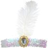 Fenisonavy Set di copricapi con piume 2 pezzi in stile retrò anni '20 con paillettes adatto a donne adolescenti e bambini ideale per carnevali feste e matrimoni (Bianco, 1 piuma)