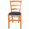 Sedam Srl Set Sedia Venezia Paesana, Legno Massello, Vari Sedute e Colori, Imbottita Paglia o Massello Cucina Casa Ristorante Agriturismo, Alta qualità (Arancione, Seduta Imbottita Nero, 4)