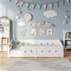 DADEA Letto a soffitto per bambini 90x200 cm, letto Montessori con protezione anticaduta, fino a 80 kg di portata, letto singolo per bambini e ragazzi, in pino massiccio, letto a soffitto con rete a