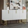 KOMHTOM Mobile bianco con tre ante credenza con divisori regolabili armadio multiuso per soggiorno, camera da letto, sala da pranzo (bianco)
