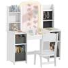 AIYAPLAY Qaba Set trucco specchio luminoso sgabello LED Bianco