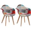 BenyLed Set di 2 Sedie da Sala da Pranzo Poltrone Accent in Tessuto di Lino, Sedie da Soggiorno con Seduta Imbottita e Gambe in Legno Massello (Rosso)