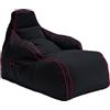 Game Over Bean Bag Chaise Longue per Video Gaming | Puff Poltrona Sacco | Per Soggiorno e Interni | Tasche Laterali per Controller | Supporto per Cuffie | Design Ergonomico (Cremisi elettrico)
