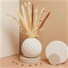 CLARALUNA Vaso Tondo Grande in Porcellana Bianca con Onde, Fiori Pampas Secchi, Decorazione Matrimoniale